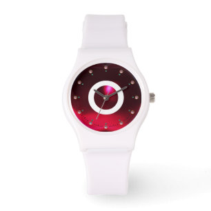 MONTRE MONOGRAMME EN PIERRE ROUGE IMPRIMÉ