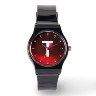 MONTRE MONOGRAMME EN PIERRE ROUGE IMPRIMÉ