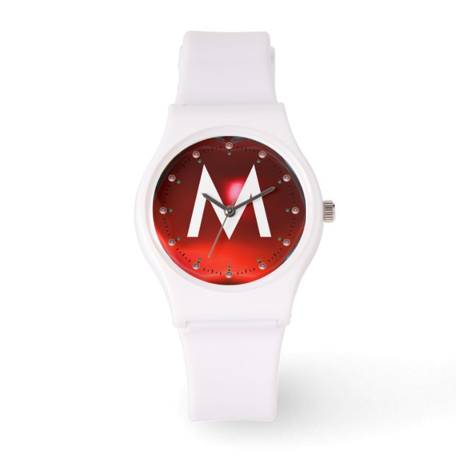 MONTRE MONOGRAMME EN PIERRE ROUGE IMPRIMÉ (Recto)