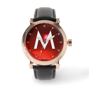 MONTRE MONOGRAMME EN PIERRE ROUGE IMPRIMÉ