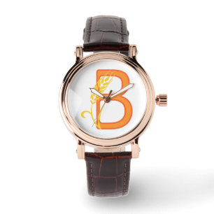 Montre monogramme floral B lettre majuscule