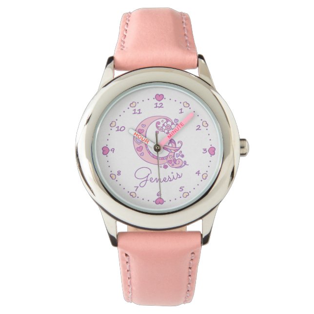 Montre Monogramme G filles doodlettre art Genèse (devant)