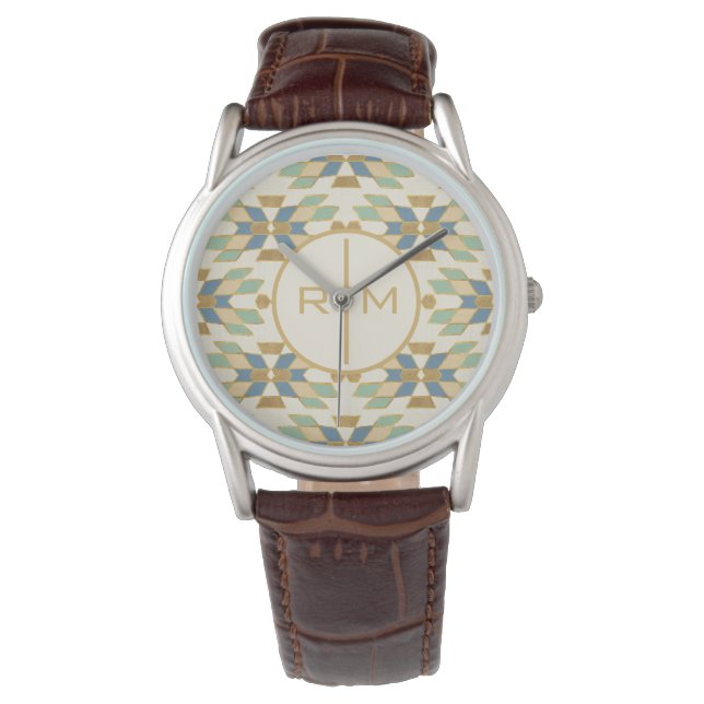 Montre Monogramme | Geo Step extérieur | Motif tribal (devant)
