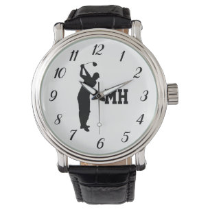 Montre Monogramme Golfer Noir Golf Élégant Moderne