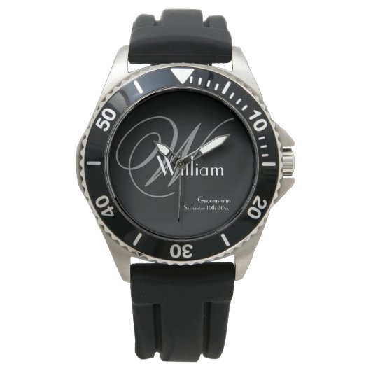 Montre Monogramme gris Nom blanc Classique robuste Garçon (devant)