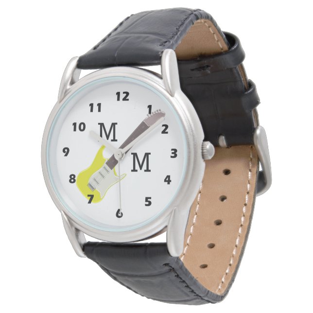 Montre Monogramme Guitare Jaune Design (Incliné)