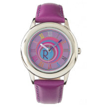 Monogramme initial Purple Rose Bleu Horloge Art Gi