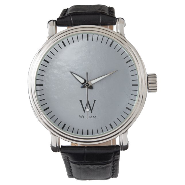 Montre Monogramme Initiale & Nom Faux Gris Métallisé Arge (devant)