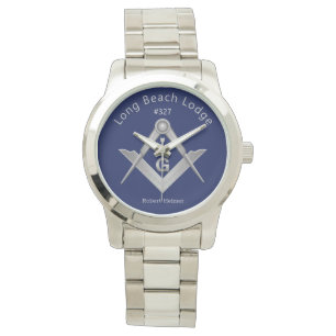 Montre Monogramme maçonnique classique bleu et argent