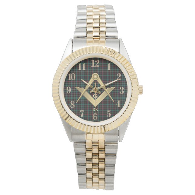 Montre Monogramme maçonnique plaqué foncé (devant)