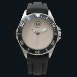 Montre Monogramme minimaliste moderne initial<br><div class="desc">Monogramme sportif moderne Simple Beige Noir Monogramme Emblème Minimal Classic Block Typographie</div>