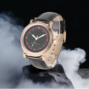 Montre Monogramme moderne rose noir