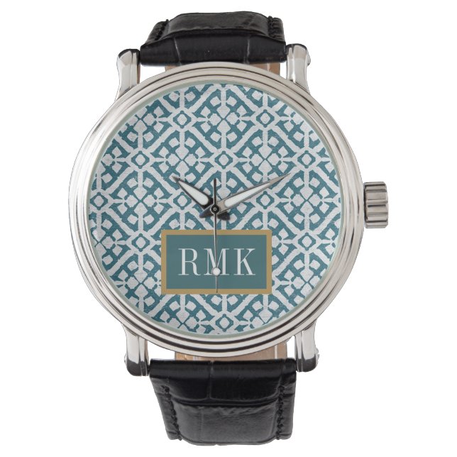 Montre Monogramme | Motif bleu Amadora (devant)