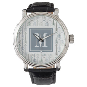 Montre Monogramme   Motif de flèches d'aquarelle