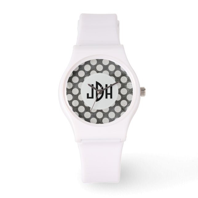 Montre Monogramme noir blanc personnalisé Silicone Sport  (Recto)