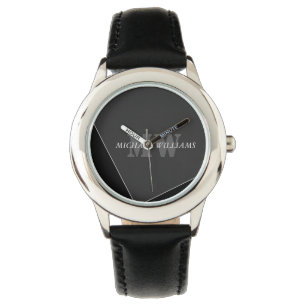 Montre Monogramme noir gris artistique moderne