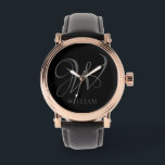 Montre Monogramme noir gris élégant personnalisé initial<br><div class="desc">Monogramme original personnalisé simple dans la typographie moderne. Un cadeau personnalisé parfait avec une touche personnelle</div>