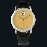 Montre Monogramme noir jaune moutarde moderne tendance<br><div class="desc">Monogramme moderne tendance Monogramme Emblème Classic Block Typographie Monogramme Solide Mustard Jaune Arrière - plan</div>