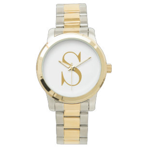Montre Monogramme Nom Initial Moderne Personnalisé Or