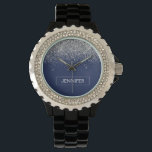 Montre Monogramme Nom Paillettes Bleu Navy Argenté Fille<br><div class="desc">Montre Monogramme Paillettes Bleu Navy et Argent. C'est le cadeau parfait pour la remise des diplômes,  l'anniversaire,  le mariage,  l'enterrement de vie de jeune fille,  l'anniversaire de mariage,  la baby shower ou l'enterrement de vie de garçon pour quelqu'un qui aime le luxe et les styles chic.</div>