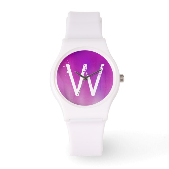 Montre Monogramme Ombre d'aquarelle rose (Recto)