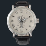 Montre Monogramme personnalisé de homard nautique<br><div class="desc">Une montre personnalisée avec un homard de style vintage et un visage Roman Numeral Time. De chaque côté du crabe est un endroit pour votre prénom et votre prénom initial.</div>