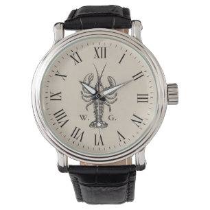 Montre Monogramme personnalisé de homard nautique