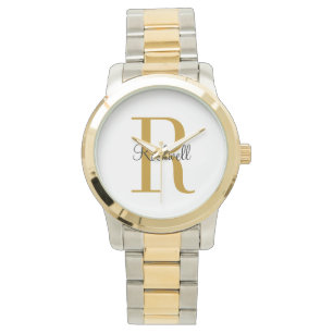 Montre Monogramme personnalisé de nom initial en or