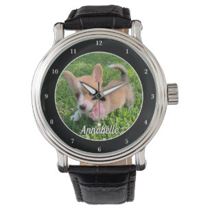 Montre Monogramme photo de chien personnalisé Propriéta