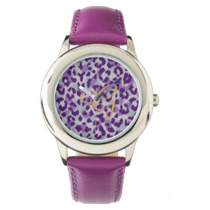 Montre Monogramme pourpre coloré chic d'impression de