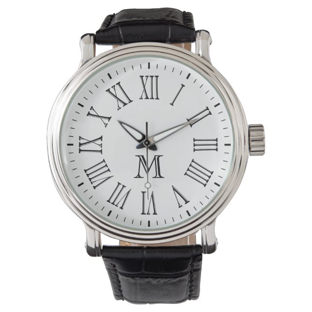 Montre Monogramme romain noir (devant)