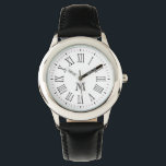 Montre Monogramme romain noir<br><div class="desc">Face numérique romaine simple et élégante. Personnalisez avec votre monogramme.</div>