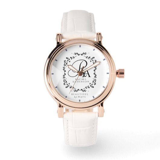 Montre Monogramme romantique blanc (Recto)