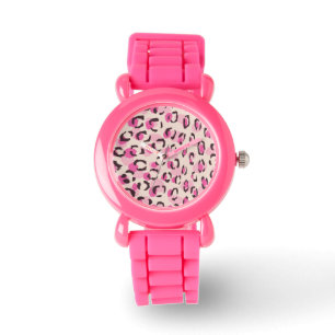 Montre Monogramme rose chic moderne de motif d'impression