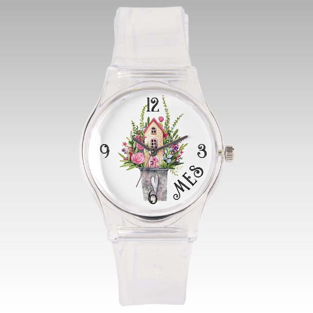 Montre Monogramme, Rose Fairytale Cottage Clear Silicone (Créateur téléchargé)