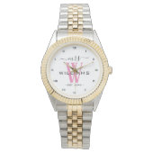 Montre Monogramme Rose Femme Épouse Mme Mariage Anniversa (devant)