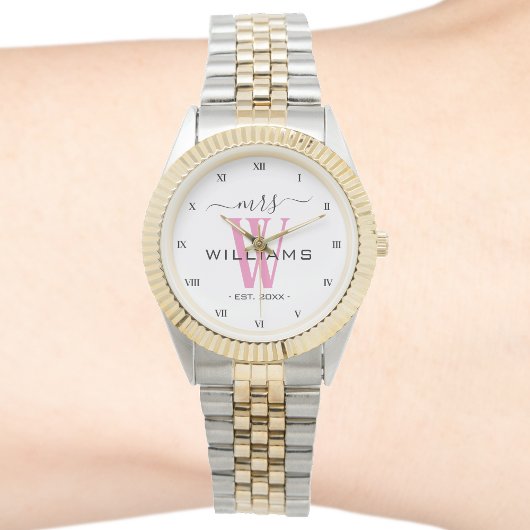 Montre Monogramme rose Madame Épouse Mariage Anniversaire