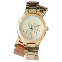 Monogramme Sepia Watercolor Ladies Watch