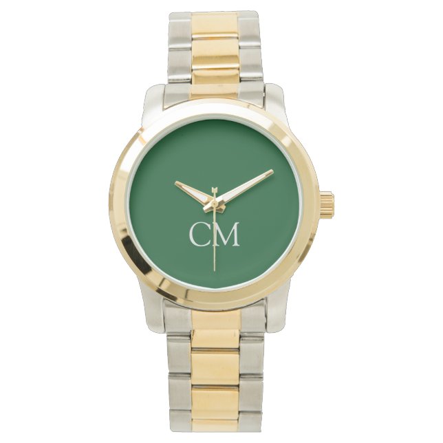 Montre monogramme simple vert foncé (devant)