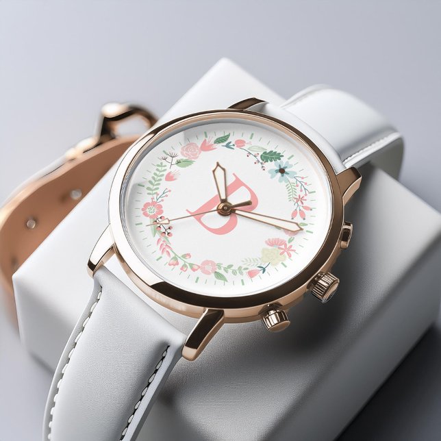 Montre Monogramme sur mesure de la couronne florale (Inspiration mockup (not actual product))