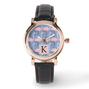 Montre Monogramme tendre du motif de Flamant rose
