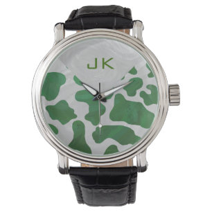 Montre Monogramme vert et blanc de vache