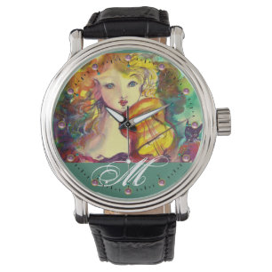MONTRE MONOGRAMME VIOLINISTE, VIOLIN ET CAT