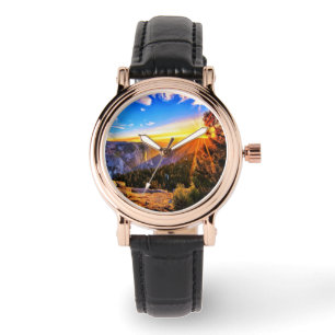 Montre Montagne avec photo du soleil
