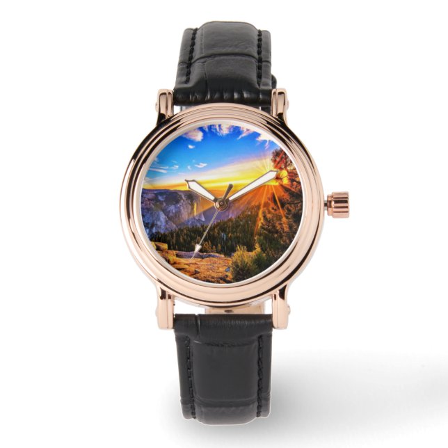 Montre Montagne avec photo du soleil (Recto)