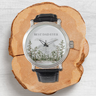 Montre Montagne et forêt aquarelle personnalisées