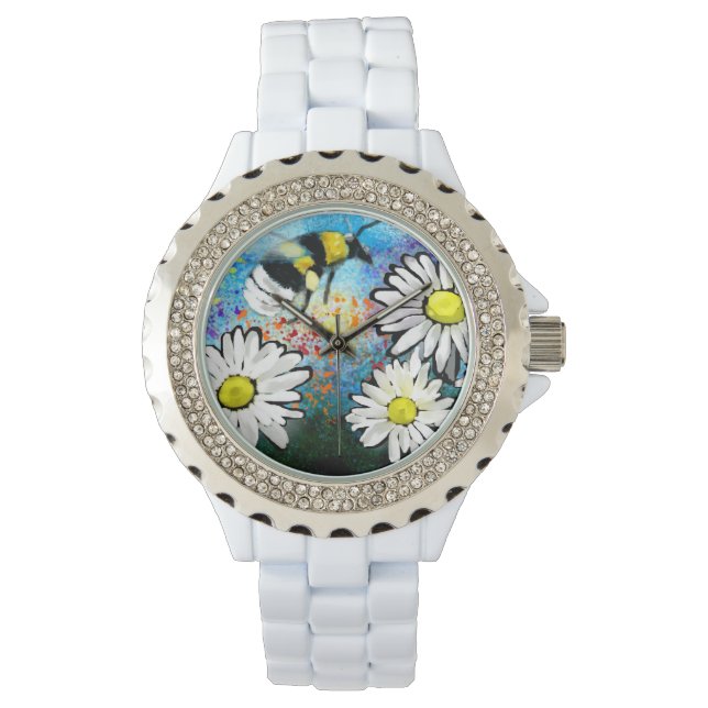 Montre Montre-poignet - Bee et marguerites (devant)