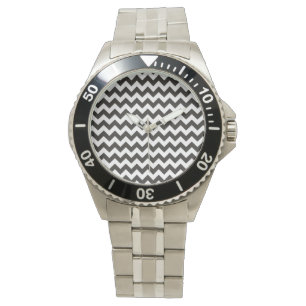 Montre Montre-poignet en acier inoxydable : Noir, Chevron