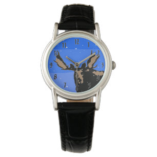 Montre Moose en hiver - Art original de la faune