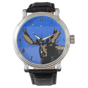 Montre Moose en hiver - Art original de la faune